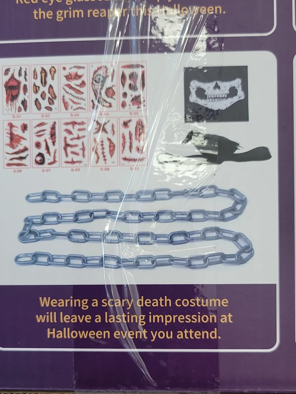 Kids Grim Reapet Costume Set Scythe Gloves Cloak Glasses Size Small NEW